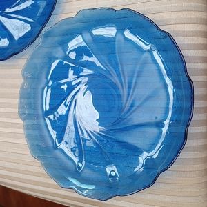 Blue Swirl Arcoroc diner plates from France